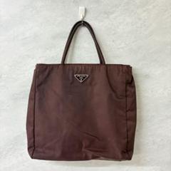 PRADA プラダ 三角ロゴ ナイロン ハンドバッグ ブラウン 白タグ有
