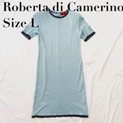 【美品】ロベルタディカメリーノ Rロゴ 半袖 ワンピース (40)