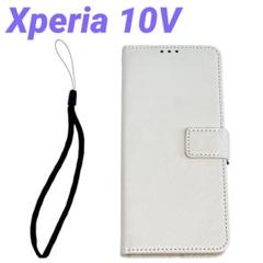 Xperia 10Vケース 手帳型 カバー カード収納 ホワイト 白 シンプル