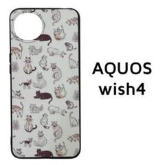 AQUOS wish4 カバー 猫柄 イラスト