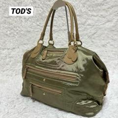 極美品】トッズ ナイロン ショルダーバッグ ハンドバッグ ゴールド