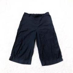 ニコアンド ハーフパンツ ワイド ウエストゴム リネンブレンド ネイビー XL