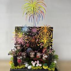 どんぐりアート♡タペストリー風ライト付きオブジェ2点　二段リース　計3点♡ どんぐりアート♡タペストリー風ライト付きオブジェ2点 二段