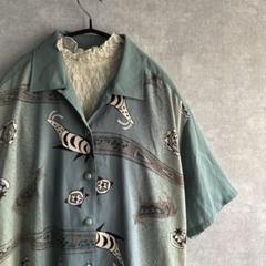 古着　ヴィンテージ 総柄シャツ　チャイナブラウス　used ビンテージ　希少 古着 ヴィンテージ 総柄 チャイナシャツ ブラウス used