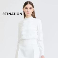 【美品】ESTNATION フリルネックニット　定価¥30,800（税込） 現行品 Estnation フリルネックニット 一度のみ着用 完売品
