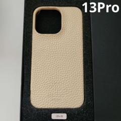 iPhone13pro 薄型 軽量 ワイヤレス充電 PUレザー ベージュ