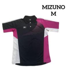 ⭐️MIZUNO半袖ポロシャツ　ドライサイエンスゲームシャツ　白黒ピンク　M＊QG