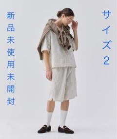 ニュアンスストライプハーフパンツ　ホワイト　サイズ2