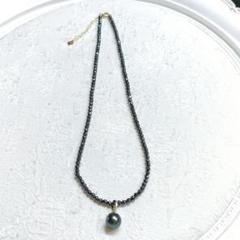 BW40　黒パール　黒曜石　925　SILVER　ネックレス