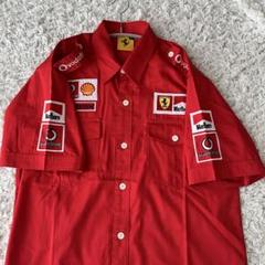 【未使用に近い】フェラーリ レーシングシャツ 刺繍　ボーダフォン　半袖シャツ／L