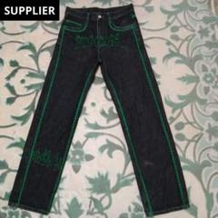 ◎SUPPLIER サプライヤー ファイヤーパターン刺繍 ブラックデニムパンツのサムネイル