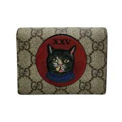 美品 GUCCI 二つ折り財布 ミスティックキャット GGスプリーム