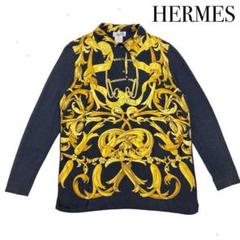 HERMES シャツ シルク カシミヤ ニット 表記XS レディース 黄色 金