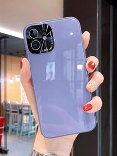 iphone12pro ケース　　ガラスケース　紫