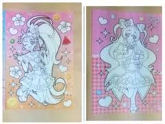 トロピカル〜ジュプリキュア　デリシャスパーティプリキュア背景付きぬりえセット