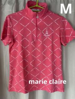 marie claire ピンク スポーツシャツ　ゴルフウェア　Mサイズ