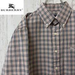 【激レア】Burberry バーバリー　ボタンダウンシャツ　ノバチェック　刺繍