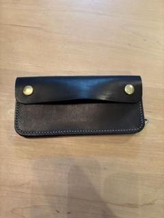 ロングトラッカーウォレット　三層　ハンドメイド　レザークラフト　牛ヌメ革