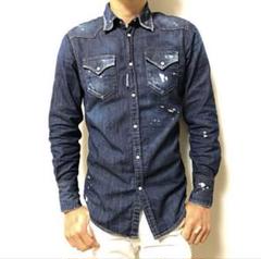 【極美品】DSQUARED2 デニムシャツ　ダメージ加工　デザイナーズ　イタリア ディースクエアード DSQUARED2 デニムシャツ ダメージ 美品