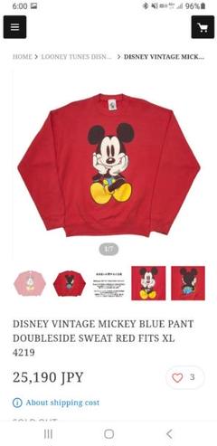 【90年代USA製】ディズニー ミッキー スウェット 青パン お座り ビンテージ 古着 90s USA製 Disney Mickey 青パン おすわり ミッキー 両面