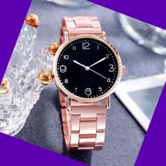 813人気商品☆美品☆レディース腕時計クォーツ黒ゴールドピンクお洒落 アイテム