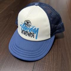 stüssy ワークショップロゴ キャップ ダークブルー STUSSY - 【極希少】90'sOLD STUSSY×newera ①初期ショーン