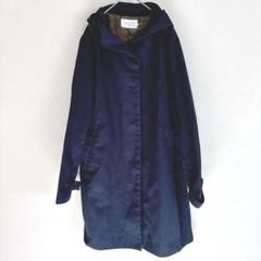 Samansa Mos2 美品　トリミングコート　フード付きMサイズ 青