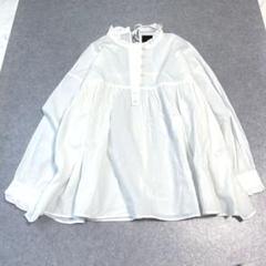オオカミとフクロウ リネン混ブラウス フリル襟 ギャザー タック