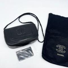【美品】CHANEL ラムスキン フラップショルダーバッグ ブラックのサムネイル