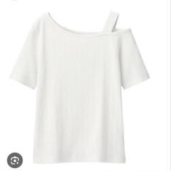 GU ワンショルダーカットアウトTシャツ ホワイト