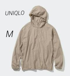 【UNIQLO】ポケッタブルUVカットパーカ/チェック ベージュ M 夏 行楽