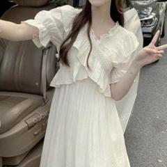 韓国 オフショルダー ワンピース ホワイト