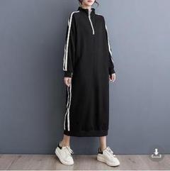 大きいサイズ レディース ロング　ワンピース　ライン　春 秋冬 新品 長袖