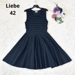 アビステ Liebe ストレッチ　柄　ニットワンピース　40サイズ アビステ Liebe ストレッチ 柄 ニットワンピース 40サイズ