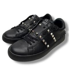 極美品■VALENTINO【24.5】ロックスタッズ スニーカー ブラック 黒