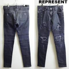 REPRESENT　BIKER DENIM　スキニー　W86cm　ストレッチ　黒