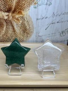 天然石　グリーンアベンチュリン　水晶　お星様台座付き4点セットNo.926
