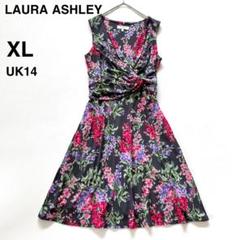 美品✨ローラアシュレイ カシュクール ワンピース サイズ14 XL 花柄 総柄