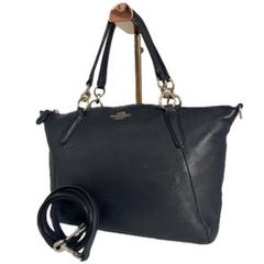COACHコーチF36675 ネイビー レザー 2wayショルダーバッグ 美品