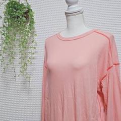 ☆ JEANASIS (F) カラー ステッチ シアー ロング Tシャツ ピンク