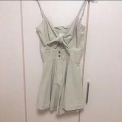 フロントリボン ベージュ ロンパース ワンピース
