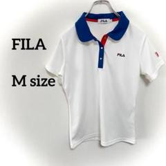 FILA ポロシャツ M ホワイト/ブルー/レッド　b034②