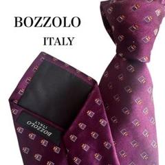 BOZZOLO ボッゾーロ　赤紫ネクタイワインレッド　ダイヤモンド柄小紋柄