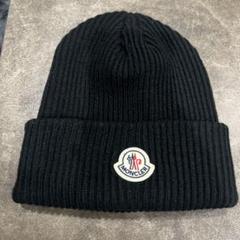 モンクレール　ニット帽　ブラック　ビーニー MONCLER ブラックニット帽 ビーニー - メルカリ