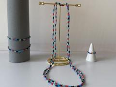BZサンタコ-1　サンゴカラー ターコイズカラーハンドメイド5本セット