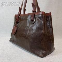 メルカリ - genten カットワーク 大きめトートバッグ ベージュ×モス ...