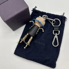 PRADA トライアングル型 ロボット　キーホルダー 黒 ナイロン PRADA 【新品】プラダ バッグチャーム キーホルダー ロボット