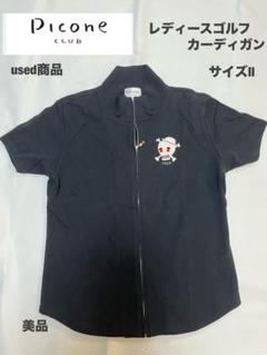coco 中古 ピッコーネクラブ PICONE CLUB レディース 半袖ポロシャツ 3(LL) 黒 ブラック 総柄 PICONE CLUB ピッコーネクラブ レディース ポロシャツ c159212