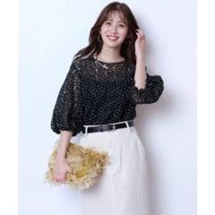 ジャスグリッティー JUSGLITTY ミニブーケ5分袖ブラウス S
