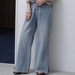 Kastane デニムスリットワイドパンツ